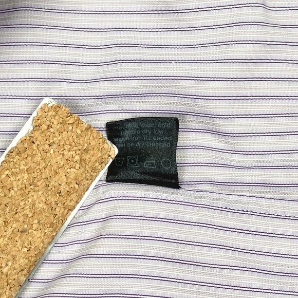 John Varvatos U.S.A. Purple White Stripe Cotton Button Shirt 16 1/2 LONG - Picture 7 of 10